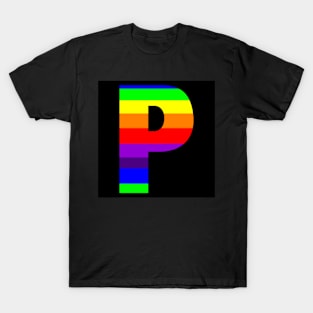The Letter P in Rainbow Stripes T-Shirt
